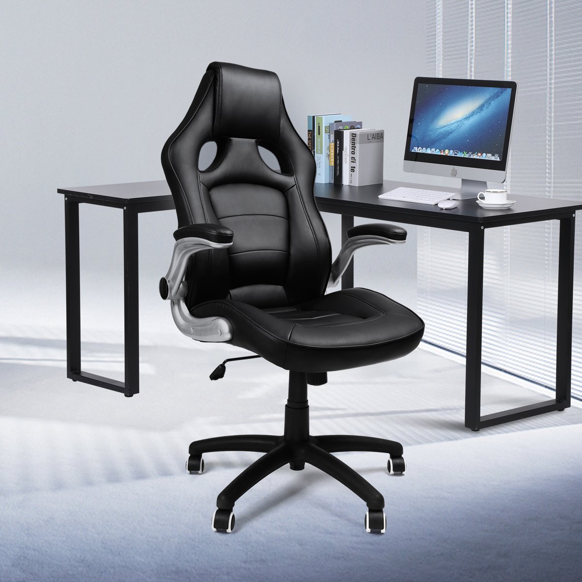 Gaming Chair of Bureaustoel op Wieltjes – Ergonomische Office Chair – Afstelbare Draaistoel - Zwart