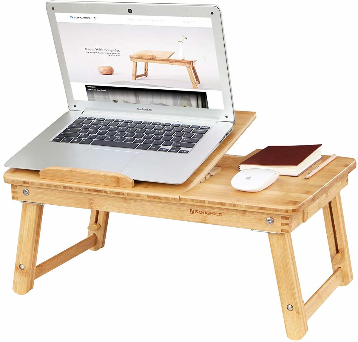 Monitor Verhoger – Computerscherm Verhoger – Werkplank voor in Bed – 54.5 cm Breed, 34.5 cm Diep en 21 - 29 cm Hoog – Bamboe