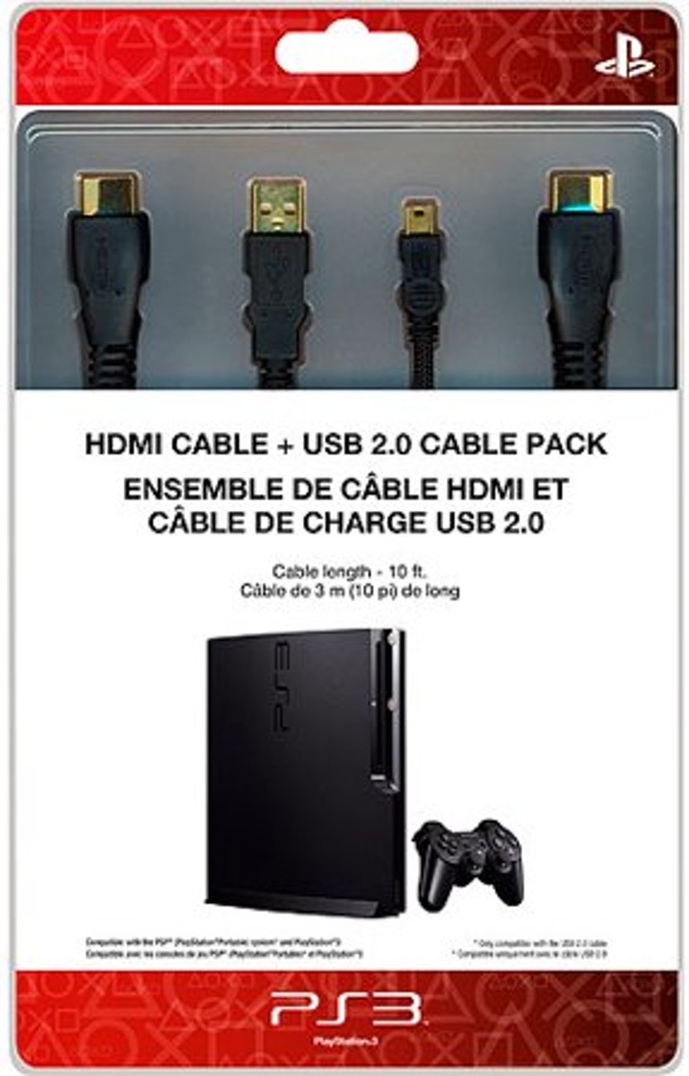 HDMI Kabel 1.3 + USB Oplaadkabel 2.0