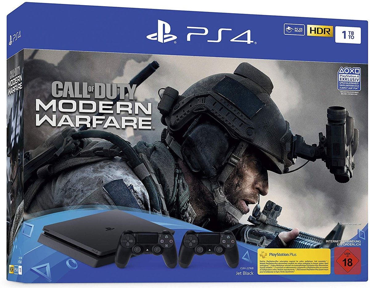 PlayStation 4 Slim 1 TB + 2 controllers + Call of Duty: Modern Warfare bundel