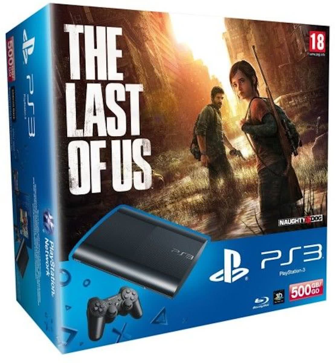 Sony PlayStation 3 Console 500GB Super Slim + 1 Wireless Dualshock 3 Controller + The Last Of Us + 30 dagen PSN Plus Voucher - Zwart PS3 Bundel