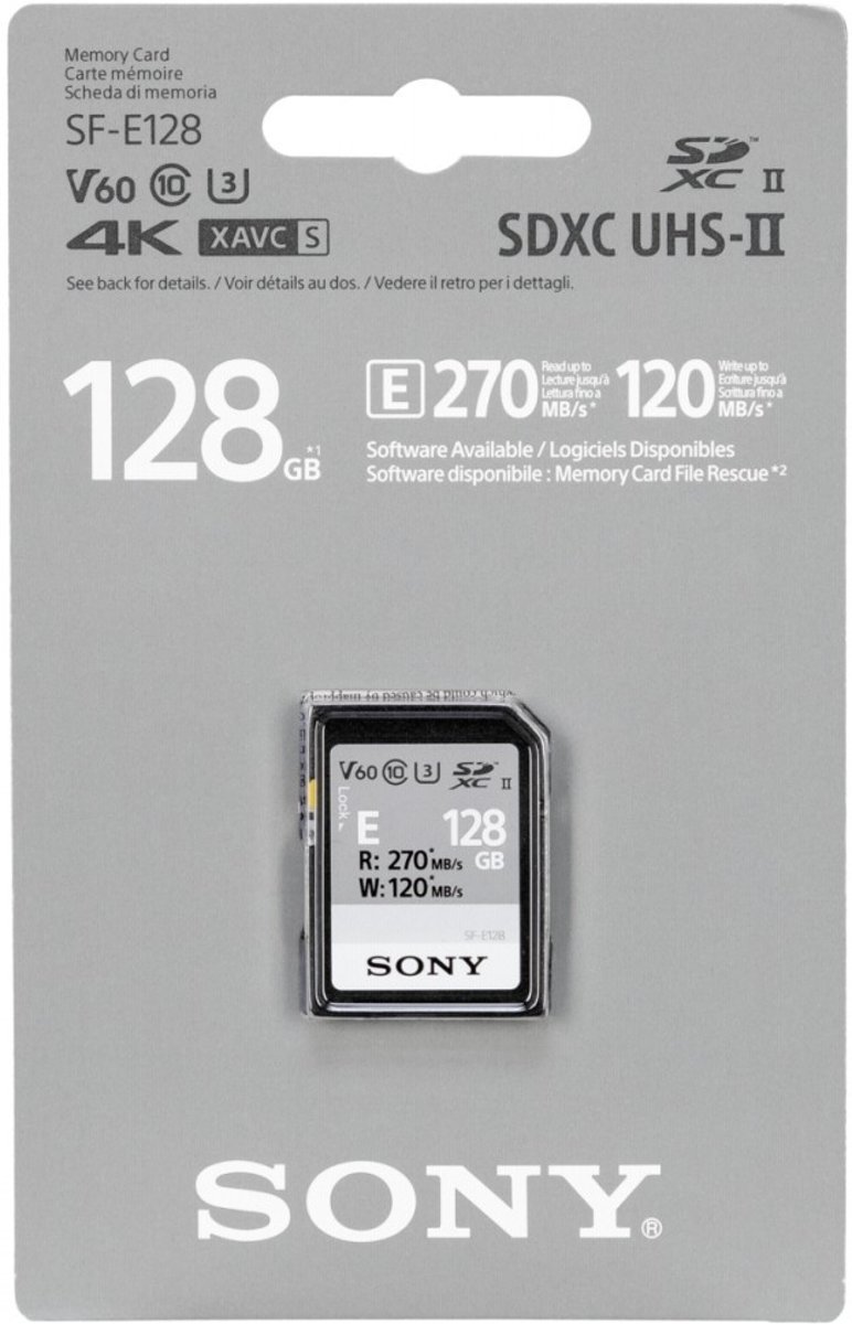 Sony sdxc e series 128gb uhs-ii class 10 u3 v60