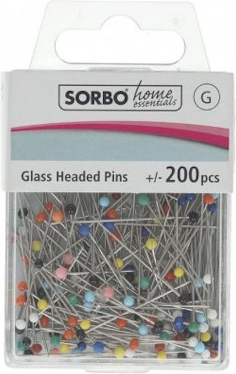 Sorbo home essentials - glass headed pins 200 pcs - glas kopspelden spelden