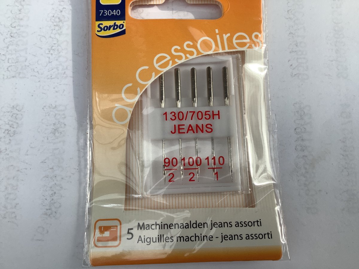 Sorbo. Jeans naald. Naaimachine naald. 5 stuks. 130/705H.