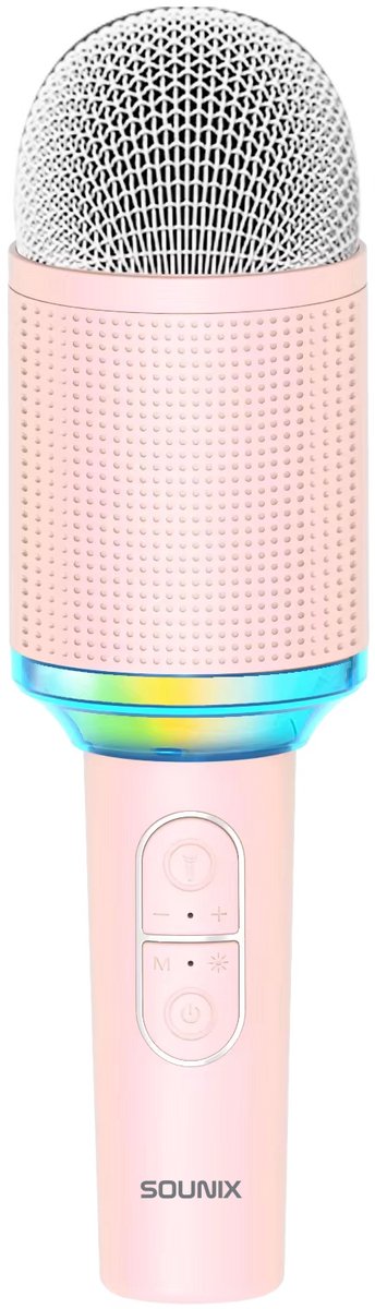   Draagbare Karaoke - Ingebouwde Speaker en Lichteffecten - Draadloos & Bluetooth - Roze