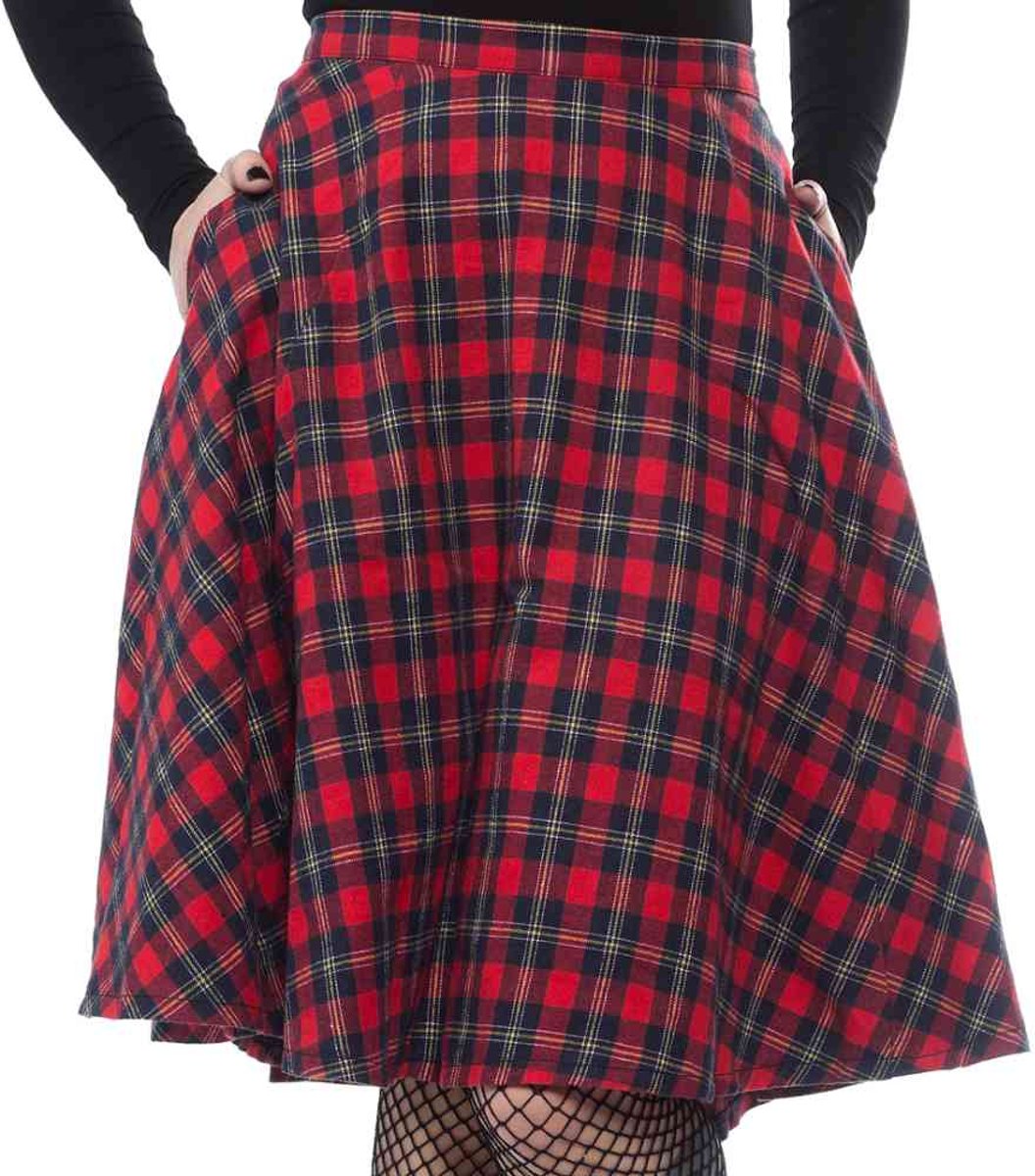 sourpuss plaid bonnie rok rood - M