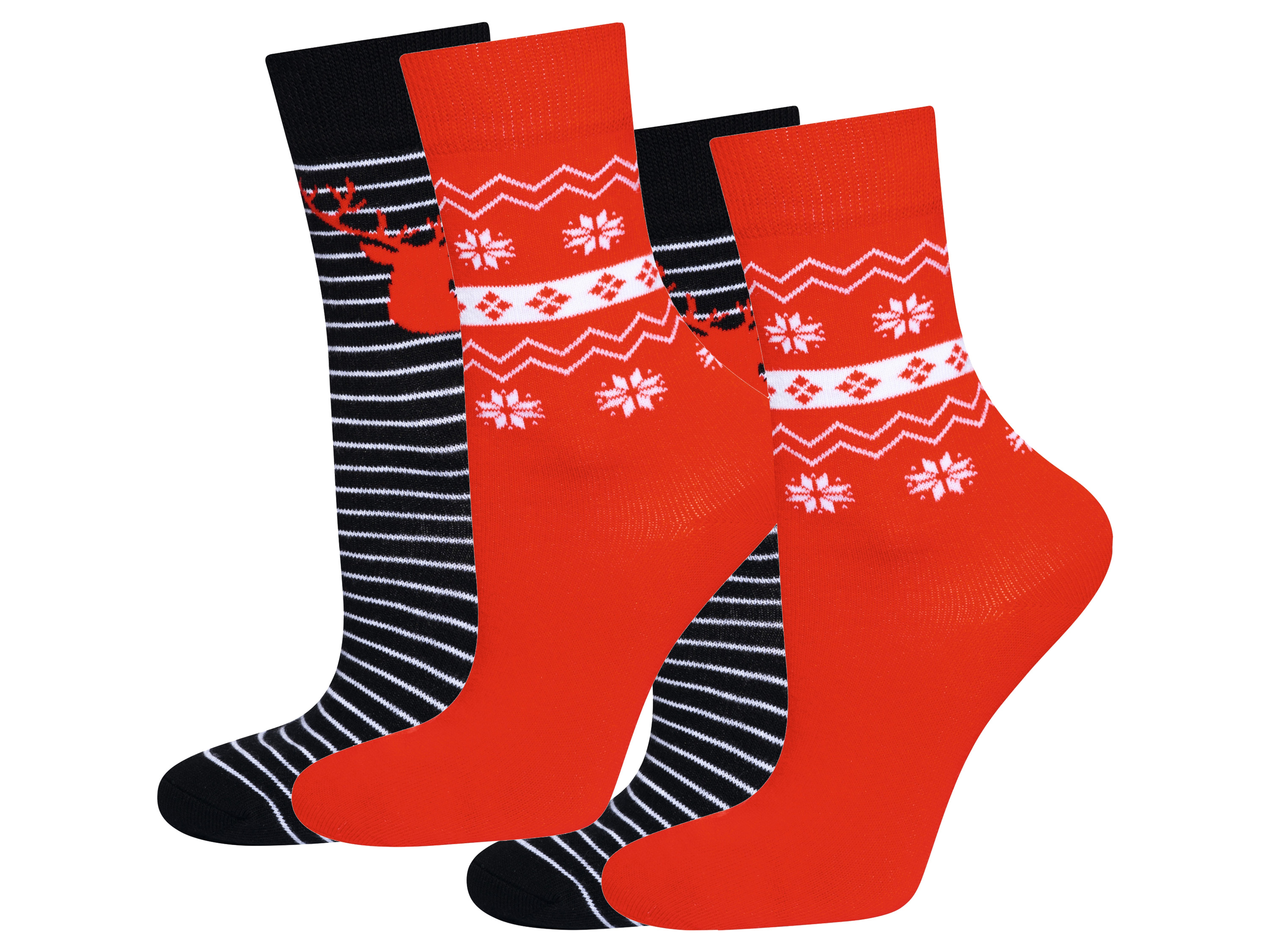 Soxo 2 paar kerstsokken in cadeauverpakking (41-46, Zwart/rood)