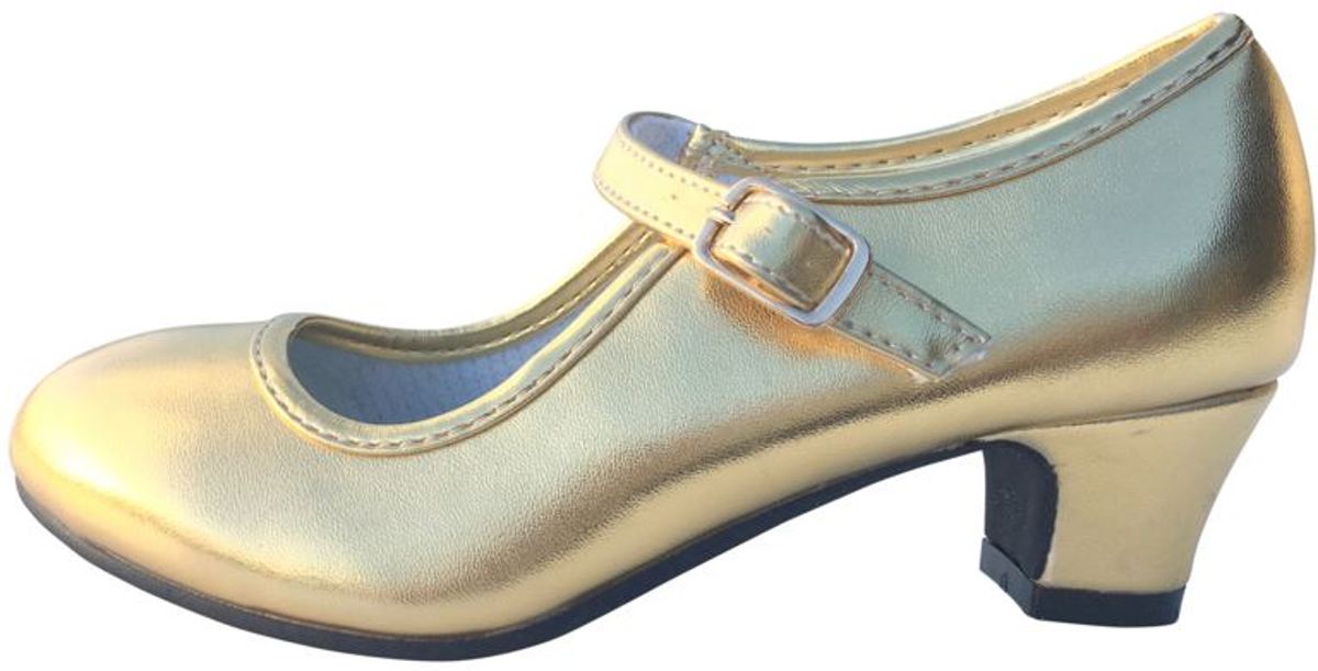 Spaanse schoenen - flamenco schoenen - goud maat 38 (binnenmaat 24 cm) bij verkleedkleding