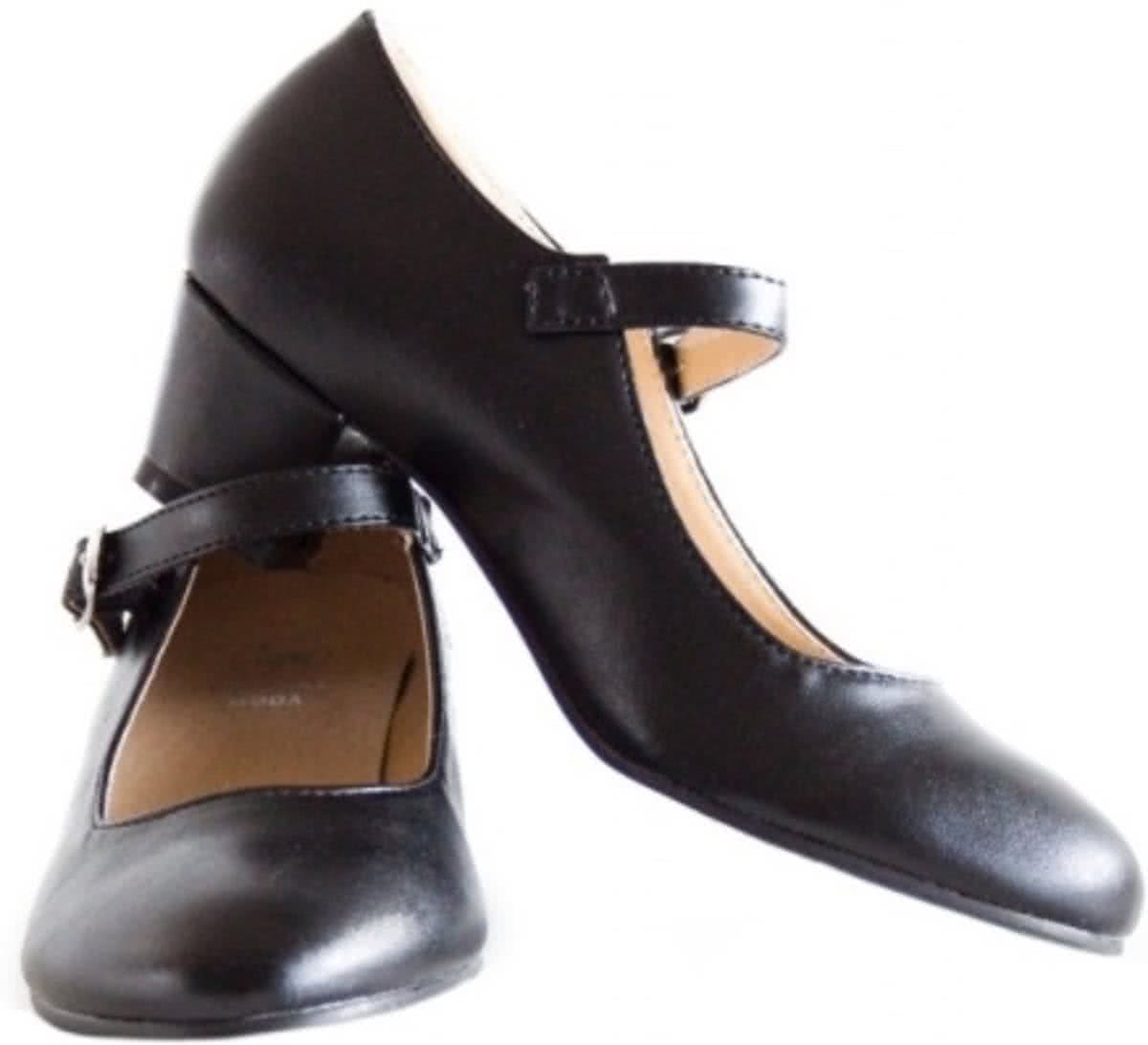 Spaanse schoenen zwart Flamenco verkleed schoenen - maat 26 (binnenmaat 17 cm) bij jurk