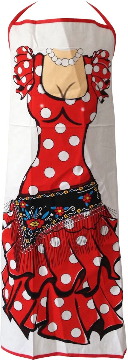 Spaanse schort - Flamenco - keuken schort dames rood - verkleed kleding