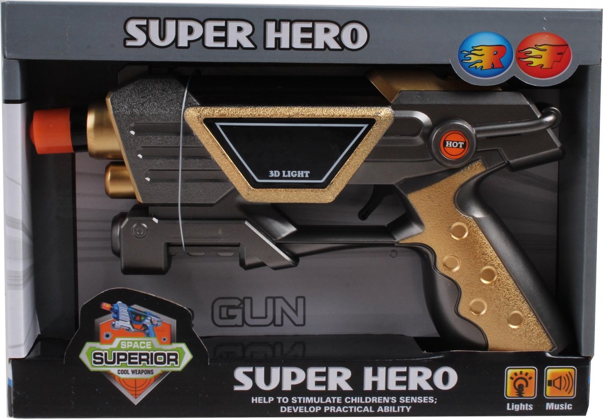 Space Superior Pistool Super Hero Junior Zwart/goud