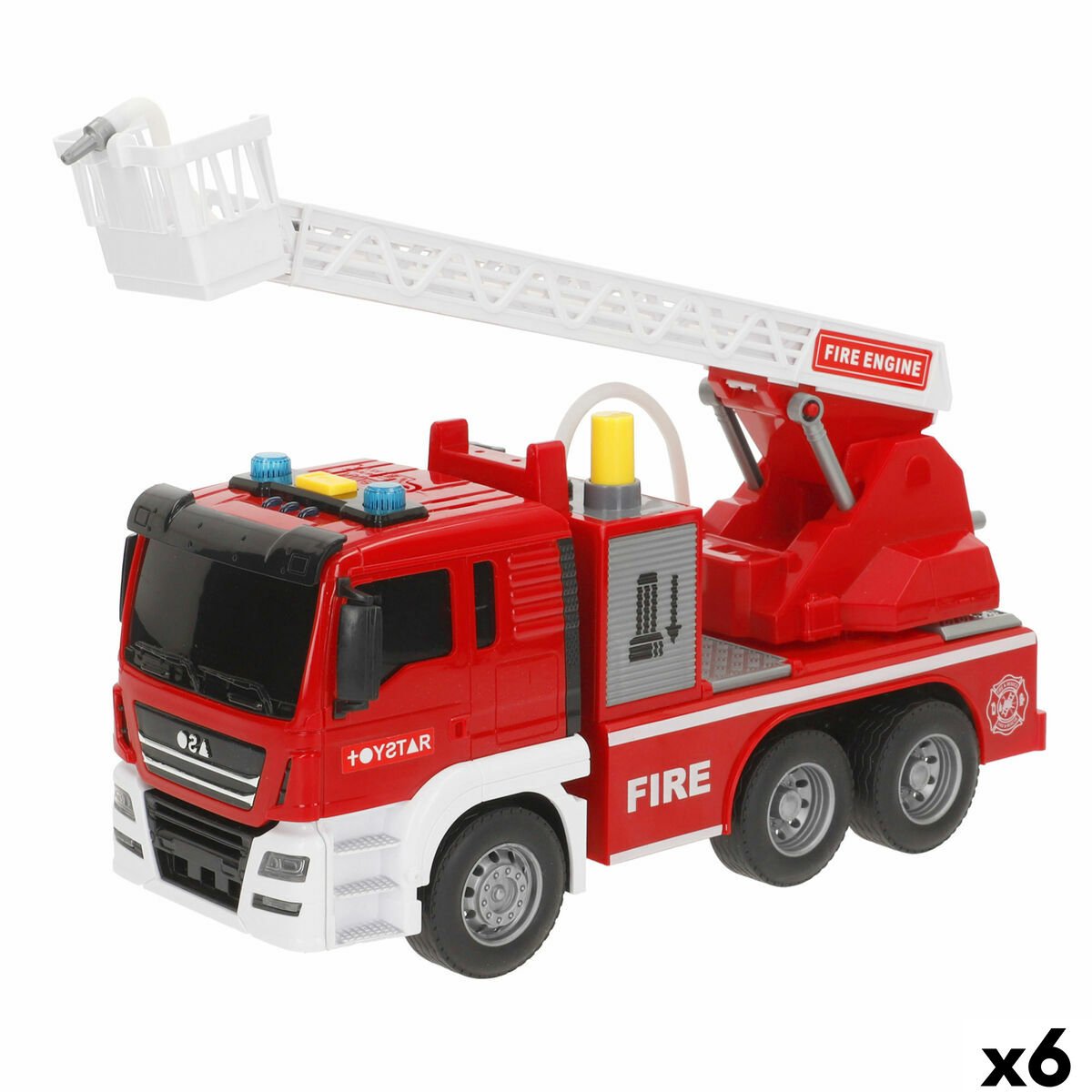 Brandweerwagen met licht en geluid   26 x 14 x 9 cm (6 Stuks)