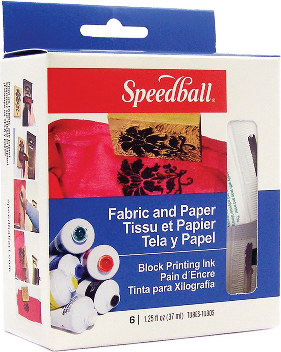   - Textiel & Papier Blokdruk Inkt - set van 6 kleuren - permanent