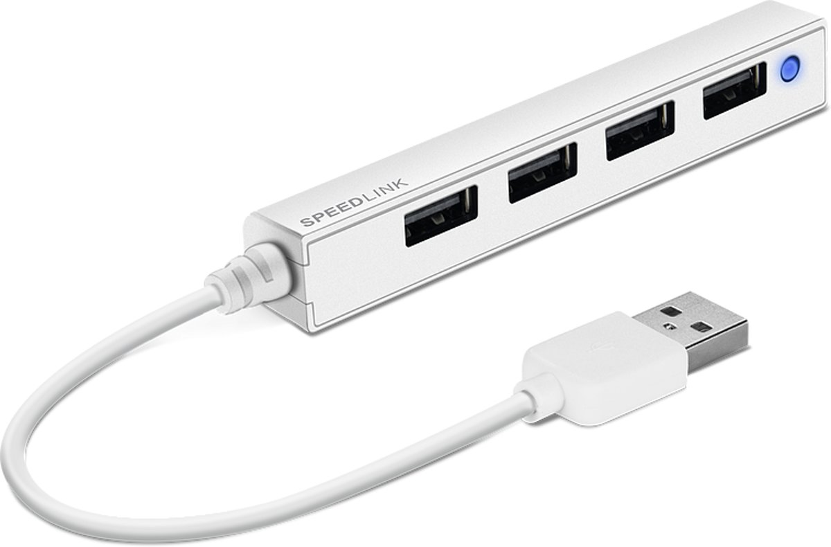 Speedlink, SNAPPY SLIM USB Hub 4-Port (Wit)