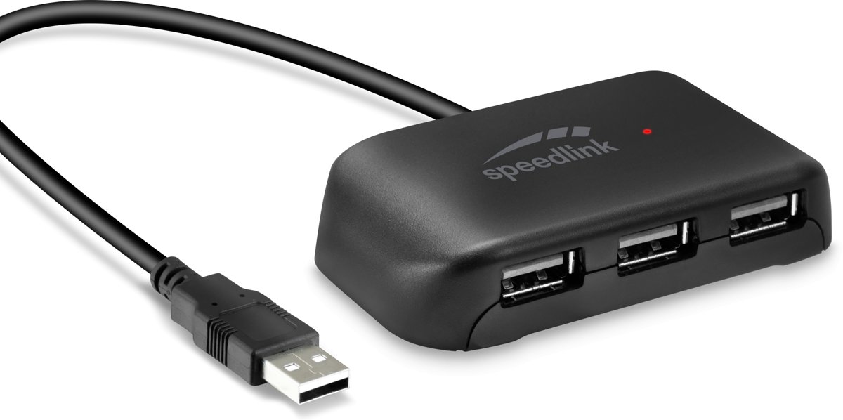 Speedlink SNAPPY EVO USB Hub - Active 4-Port - USB 2.0 - Zwart