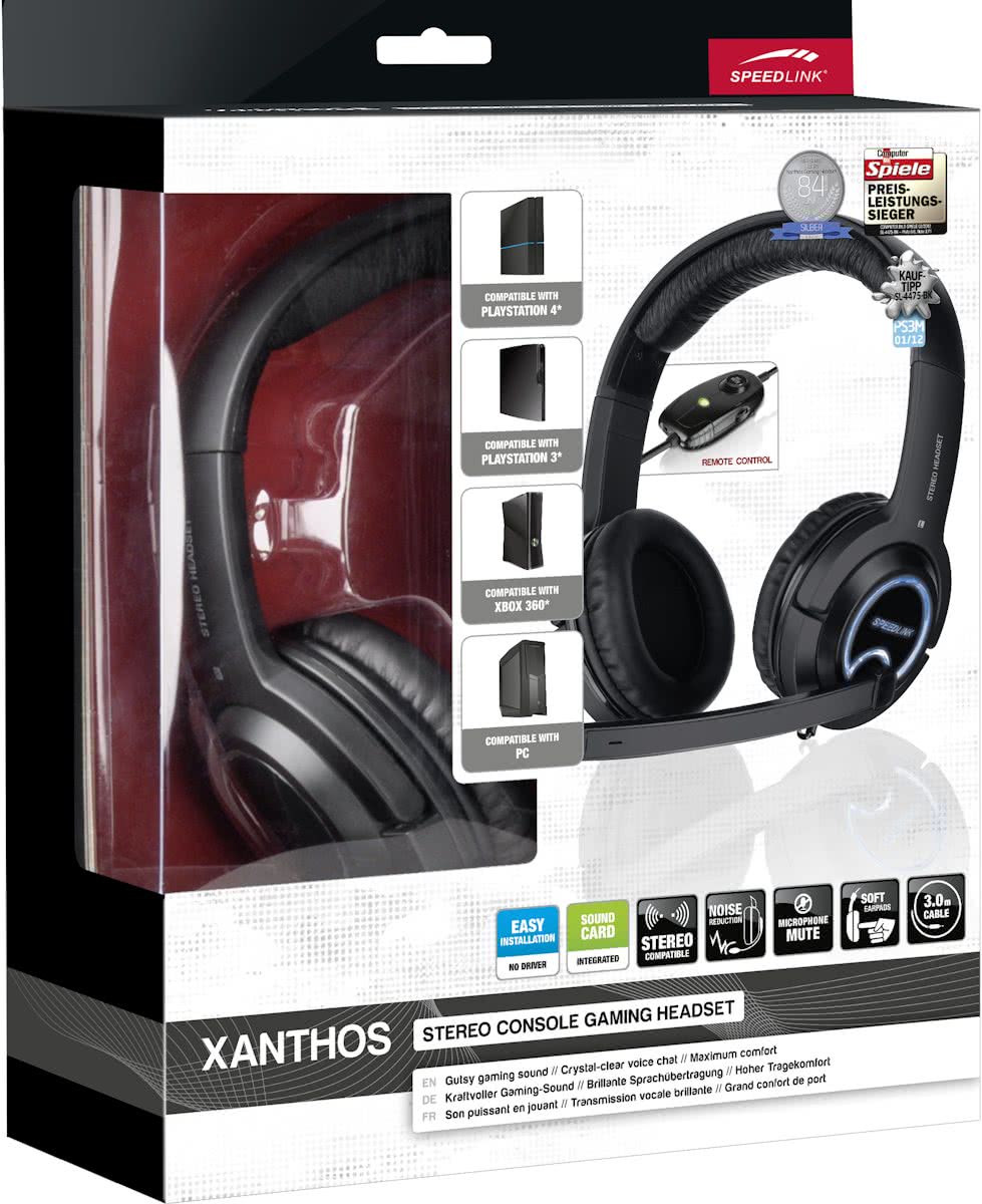 Speedlink XANTHOS - Stereo Console Gaming Headset - Zwart PS4 + PS3 + Xbox 360 + PC