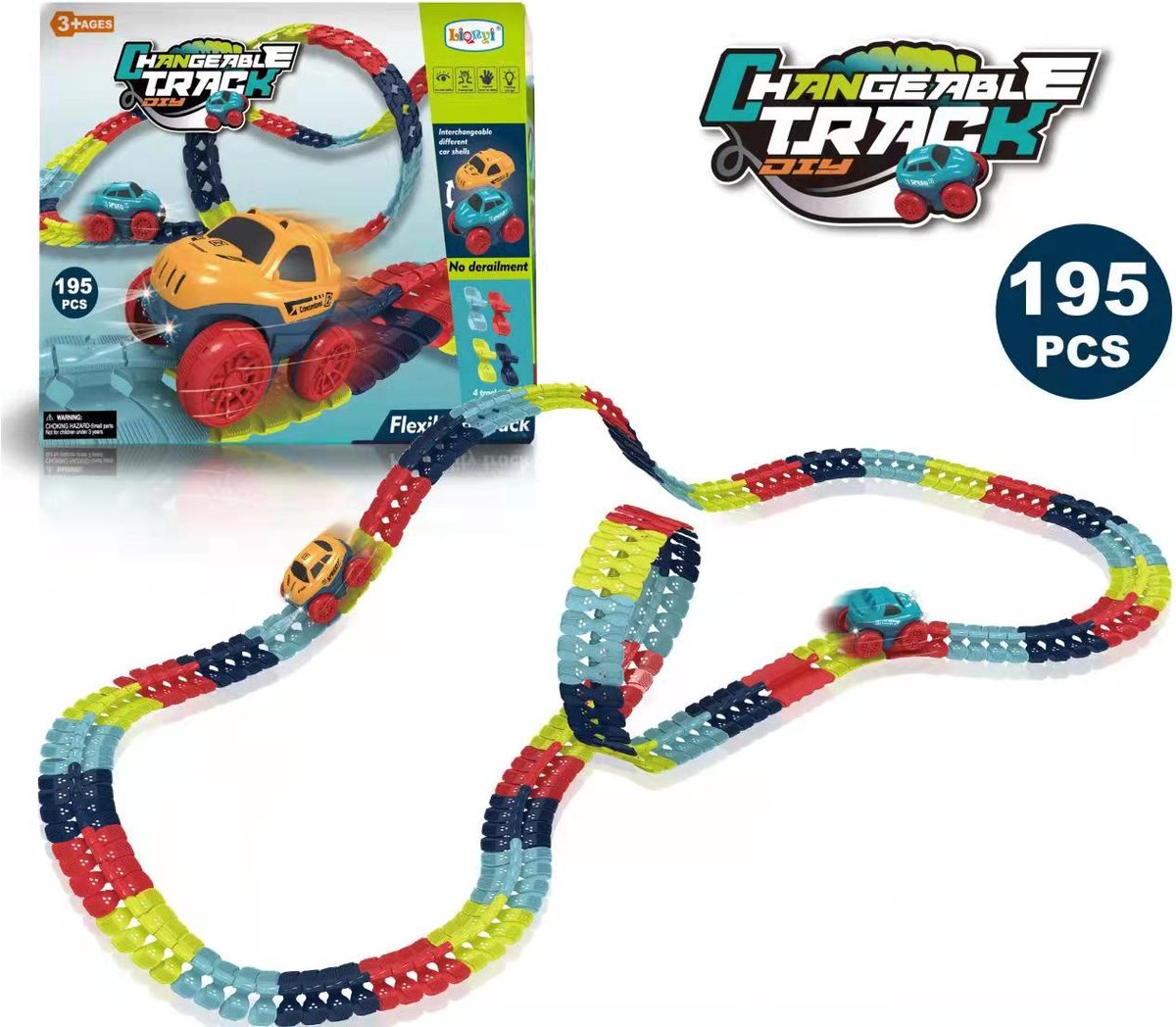 Speedyplay- Auto Racebaan - 195 Pcs - Jongens - Zero Gravity - Kinderen - Racetrack - Auto Speelgoed - Flexibel 360°