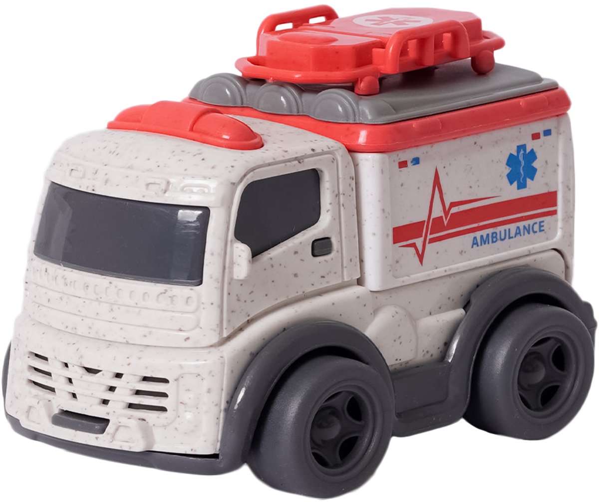 Speelgoedtopdeals - BIOplastic Ambulance - 8 cm - Duurzaam speelgoed