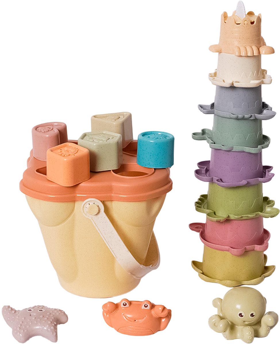 Speelgoedtopdeals - BIOplastic Badspeelgoedset Activiteitenemmer 17-delig - Duurzaam speelgoed