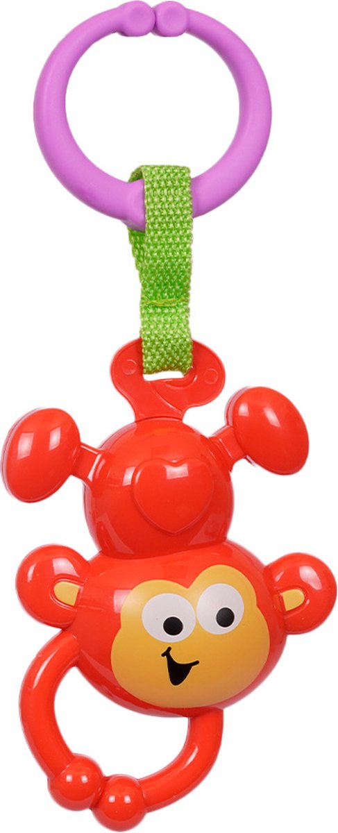 Speelgoedtopdeals - Rammelaar Hangspeeltje Buggyspeeltje - Aap rood hangend
