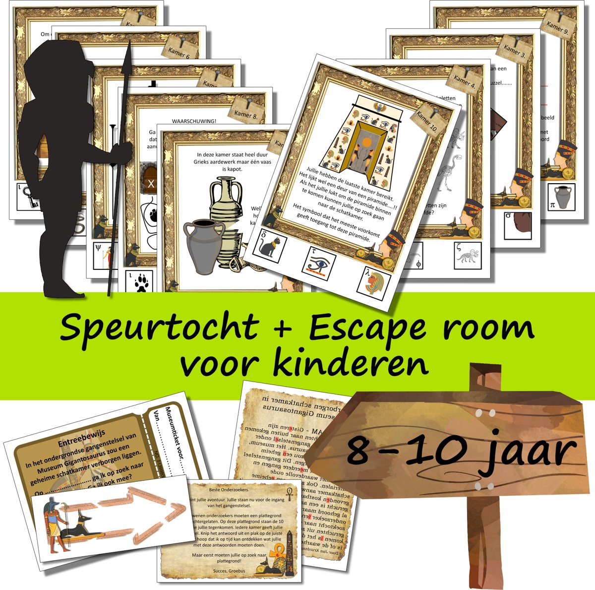 Escape Room + speurtocht voor kinderen - De schatkamer van museum Gigantosaurus - kinderfeestje - 8 t/m 10 jaar - compleet draaiboek - Print zelf uit!