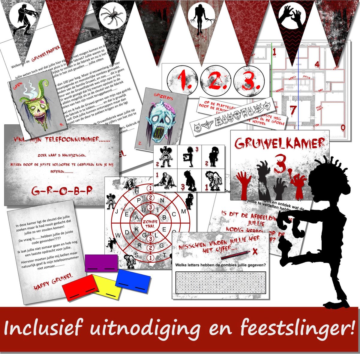 Escape Room voor kinderen - De Gruwelfabriek - kinderfeestje - 8 t/m 12 jaar - compleet draaiboek - Print zelf uit!