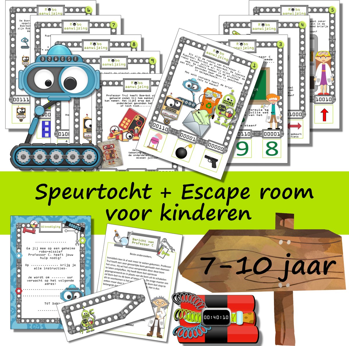 Escape room + speurtocht voor kinderen - Het gevaarlijke Robo virus - kinderfeestje – 7 t/m 10 jaar – speurtocht – escape room