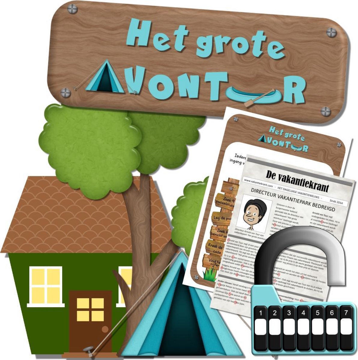 Escape room voor kinderen – Het grote avontuur – 7 t/m 9 jaar – 1 tot 4 kinderen – Compleet draaiboek – Print zelf uit!