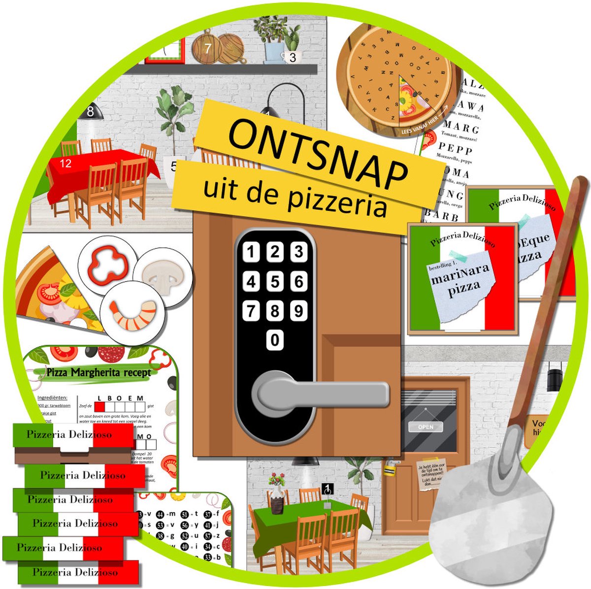 Escape room voor kinderen – Ontsnap uit de Pizzeria - kinderfeestje - 8 t/m 12 jaar - compleet draaiboek - print zelf uit – snel in huis!