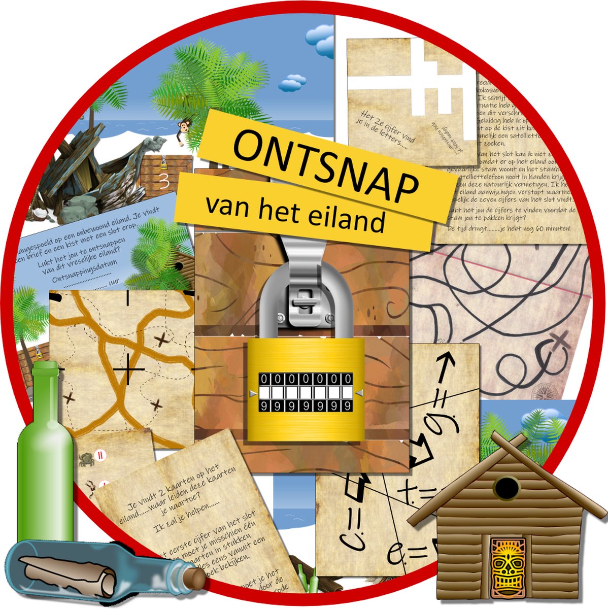 Escape room voor kinderen – Ontsnap van het eiland - kinderfeestje - 8 t/m 12 jaar - compleet draaiboek - print zelf uit – snel in huis!