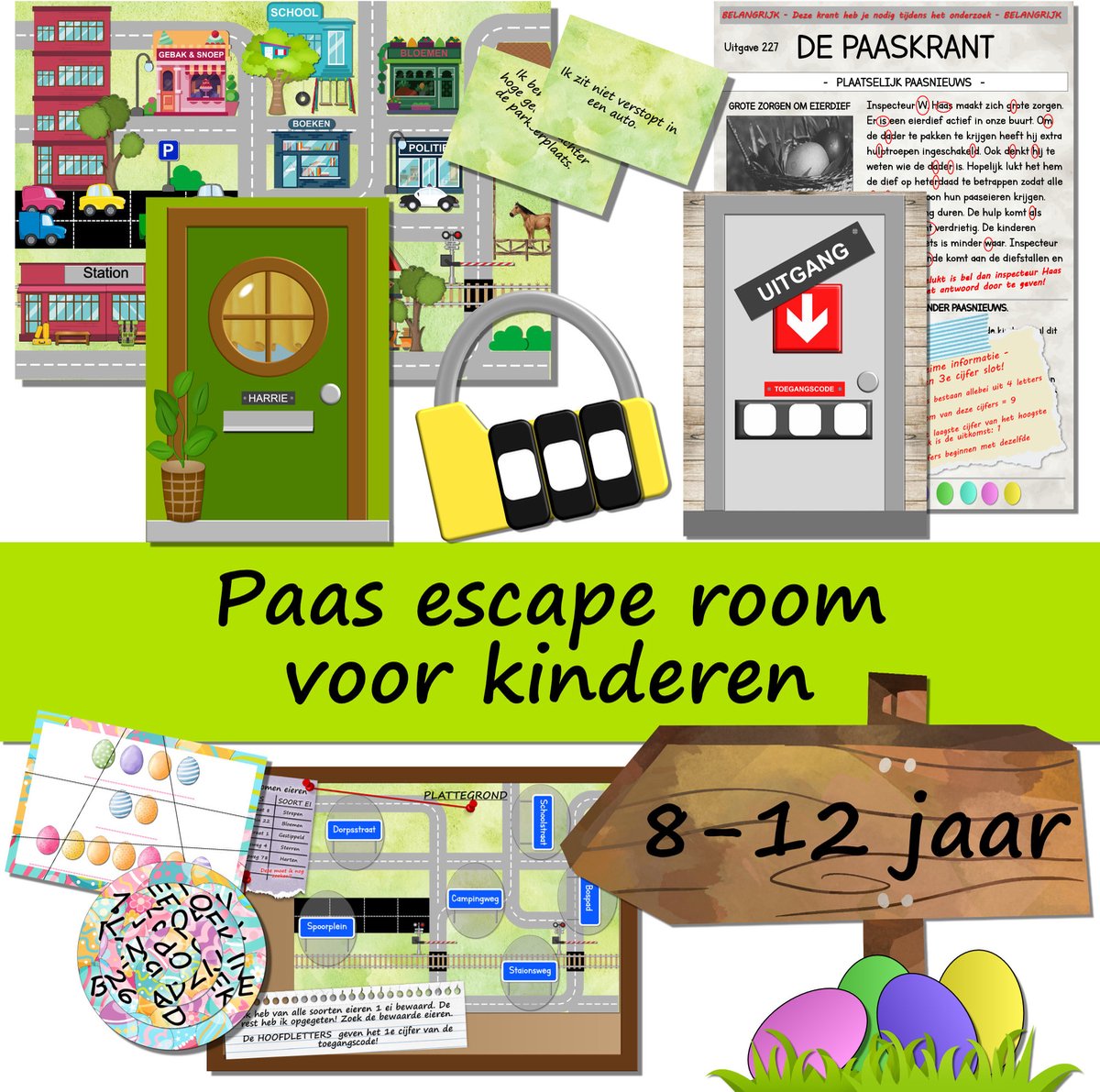 Paas escape room voor kinderen – 8 t/m 12 jaar – ‘De Eierdief’ – compleet draaiboek – Print zelf uit!