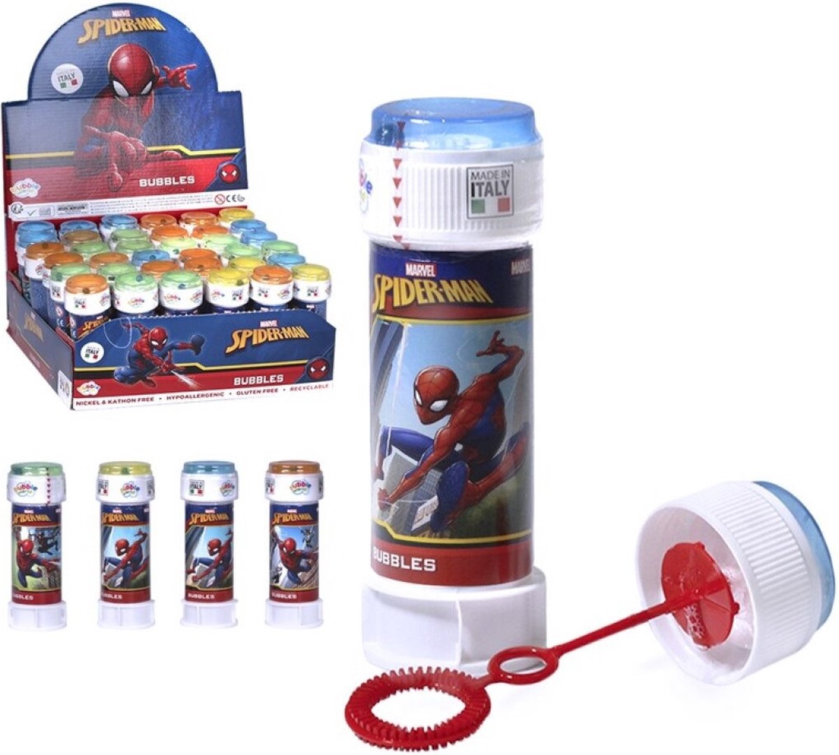 24x Spiderman bellenblaas flesjes met spelletje 60 ml voor kinderen - Uitdeelspeelgoed - Grabbelton speelgoed