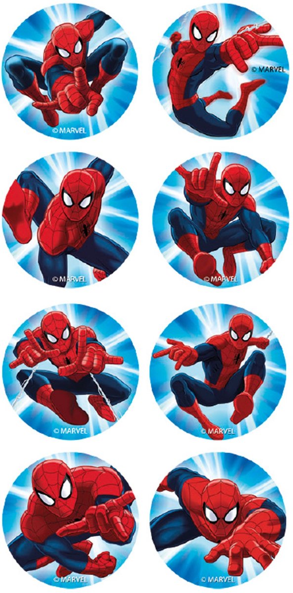 16 mini Spiderman™ suikerschijven - Feestdecoratievoorwerp