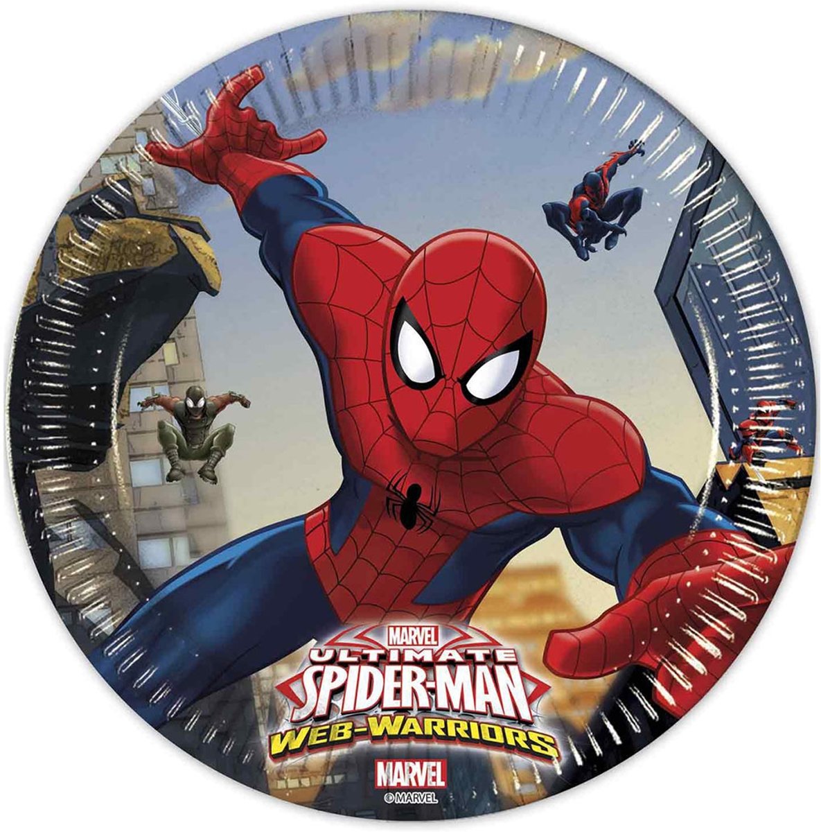 8 kartonnen Spiderman™ borden 20 cm - Feestdecoratievoorwerp