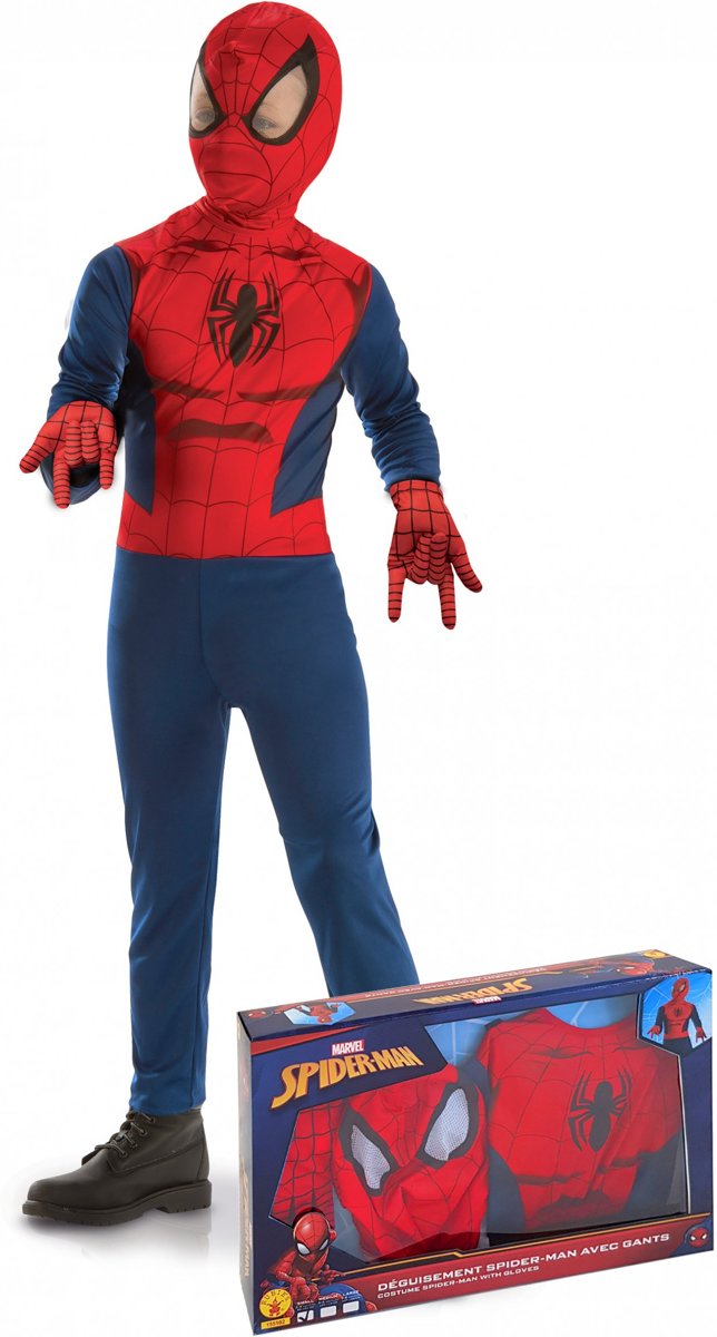 Klassiek Spiderman™ jongenskostuum in cadeauverpakking - Verkleedkleding - Maat 122/128