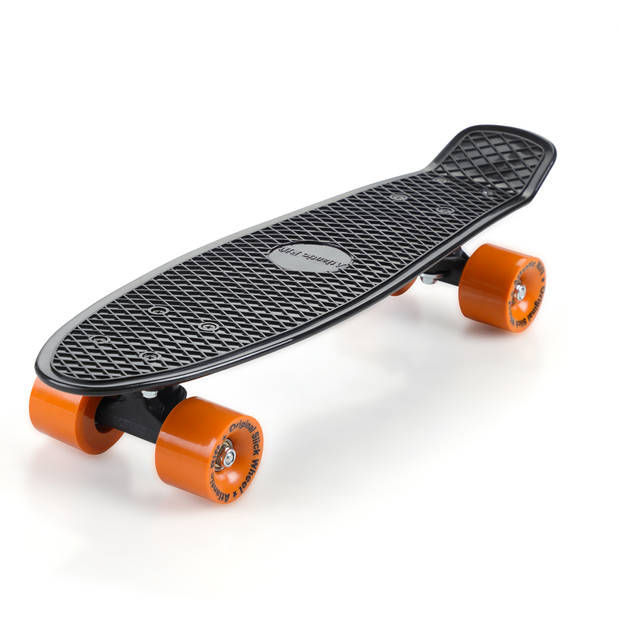 Skateboard, zwart-oranje, retro, met PU-dempers