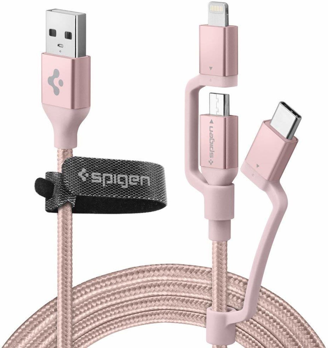 Spigen C10I3 1.5m USB A Mannelijk Mannelijk Rose Gold USB-kabel