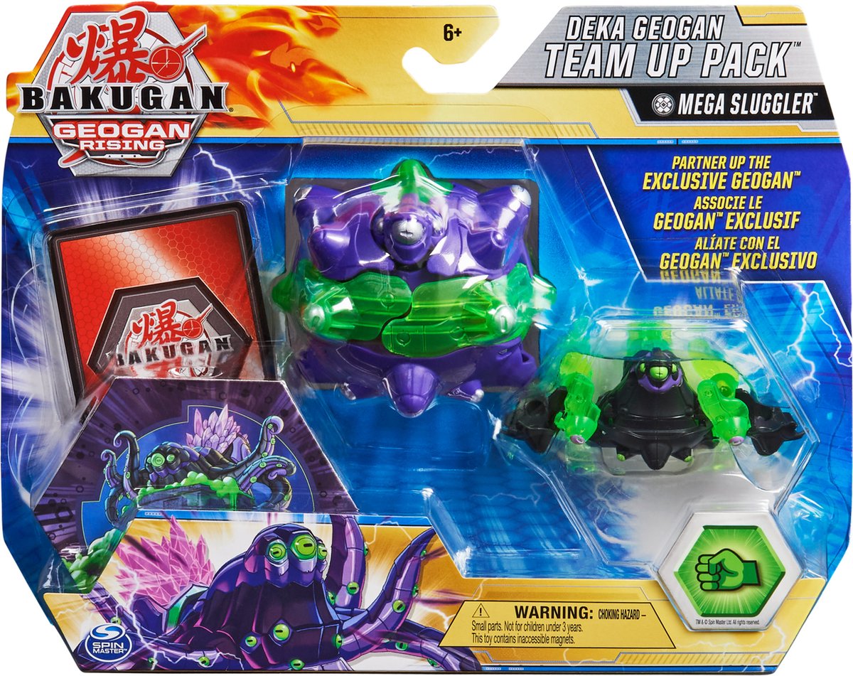 Bakugan Geogan Rising, Deka Geogan Team Up-pack met Mega Slugger, transformerend jumbo-actiefiguur, voor kinderen vanaf 6 jr