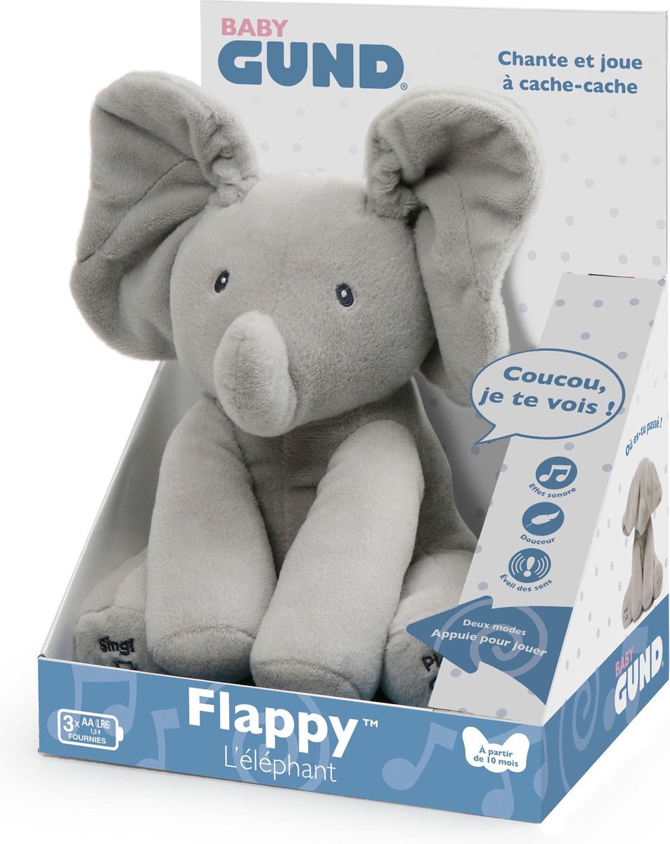 GUND Baby bewegende Flappy, olifantenknuffel, grijs, 30,5 cm