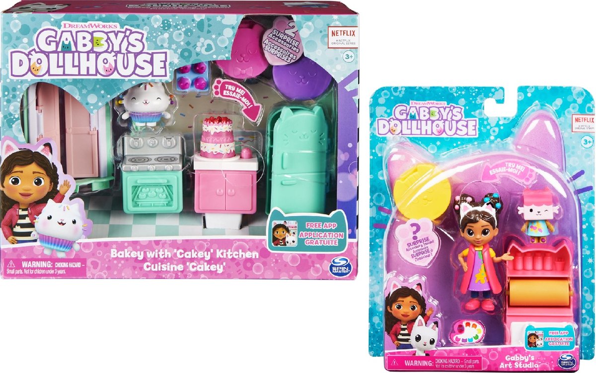 Gabbys Dollhouse Cattivity Minipop en Deluxe Room Cakeys Kitchen Speelset Voordeelpakket