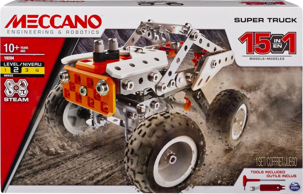 Meccano , 15-in-1 Super Truck, S.T.E.A.M.-bouwset, vanaf 10 jaar en ouder