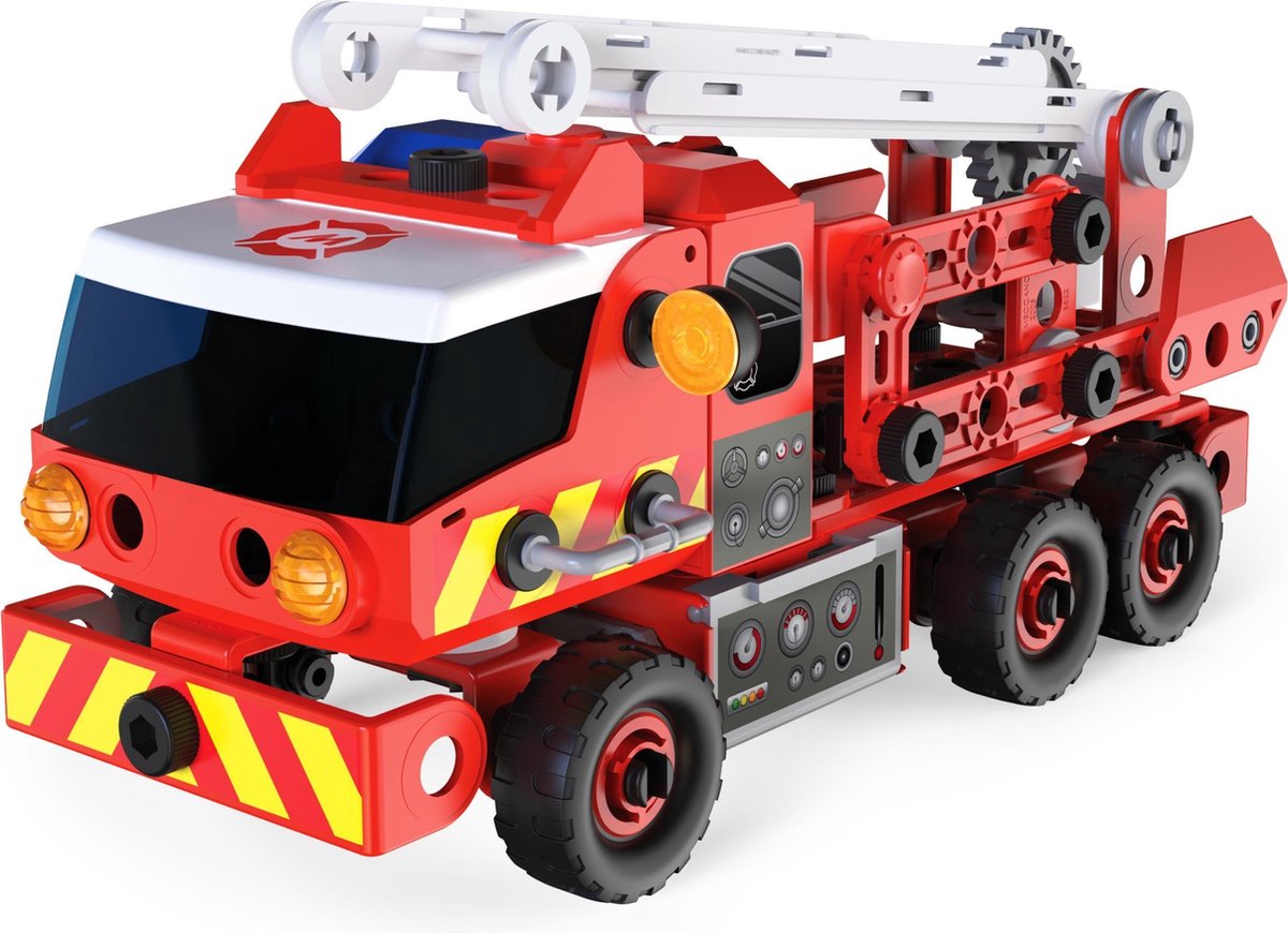 Meccano Junior, Rescue brandweerwagen met verlichting en geluiden STEAM-bouwpakket, voor kinderen vanaf 5 jaar