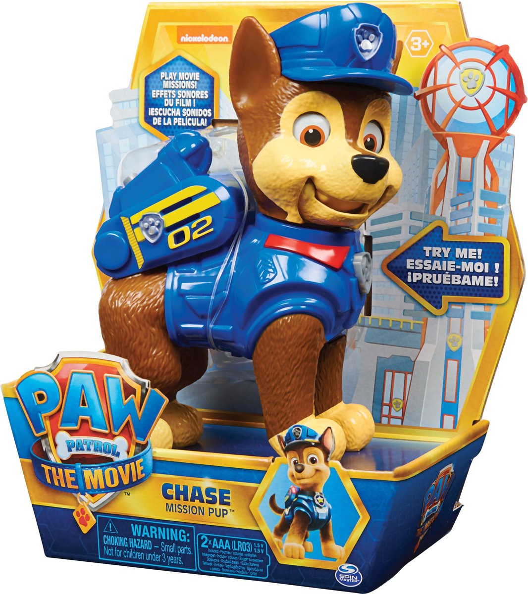 PAW Patrol De Film, interactief Mission Pup Chase-actiefiguur van 15 cm met geluiden