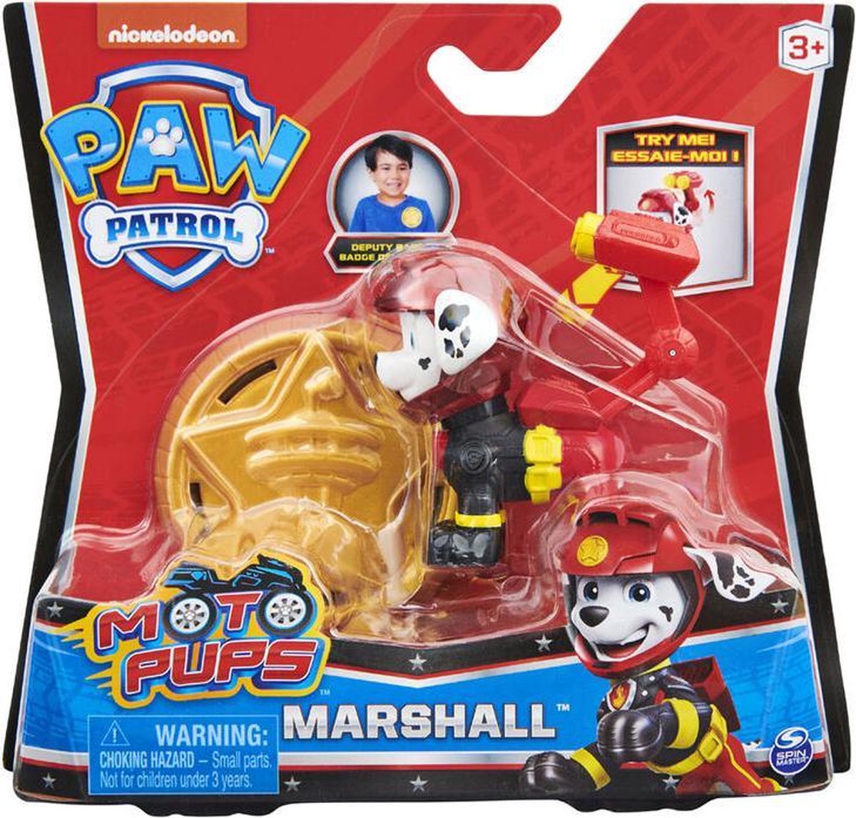 PAW Patrol Moto Pups Marshall rescue pup verzamelfiguur + politie badge