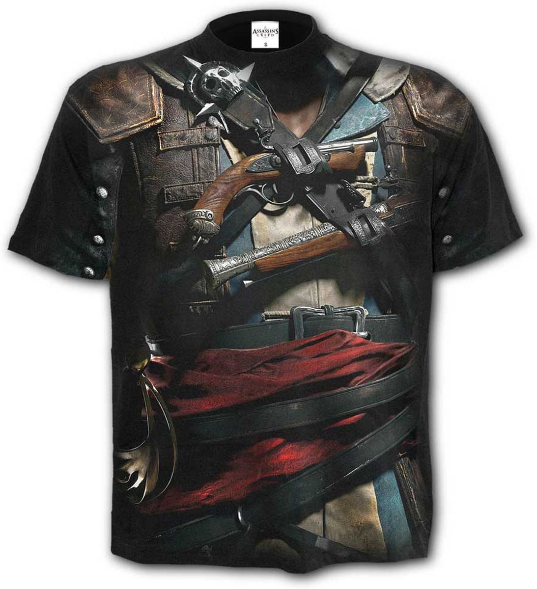 ASSASSINS CREED IV zwart FLAG - Allover T-shirt zwart - M