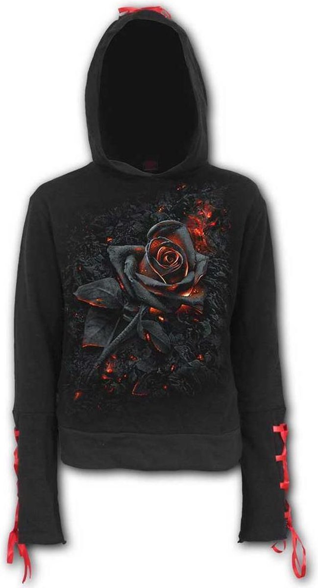 BURNT ROSE - Red Ribbon Gothic trui zwart - L