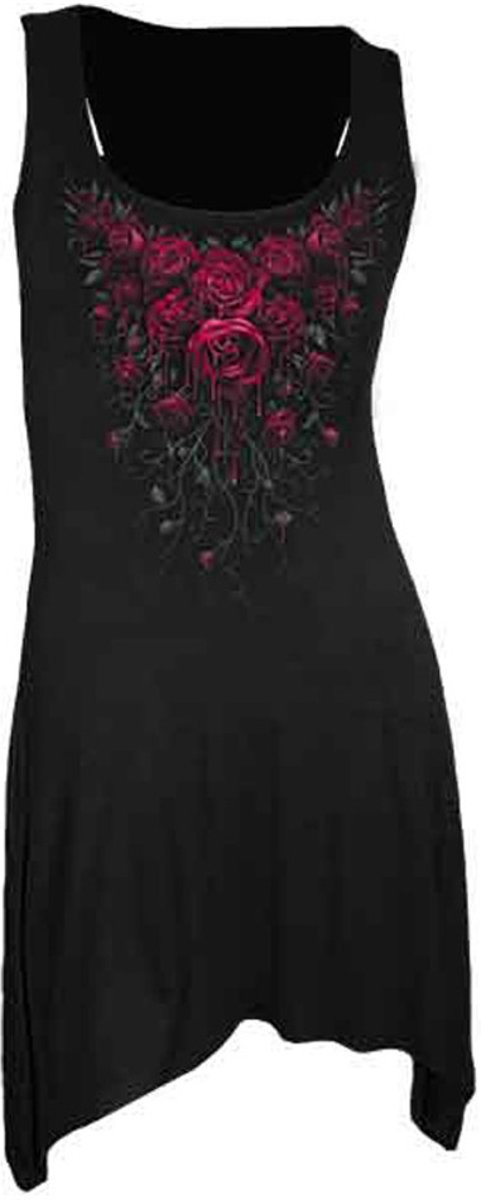 Blood Rose, gothic fantasy metal rozen lange mouwloze dames top zwart - L - Spiral