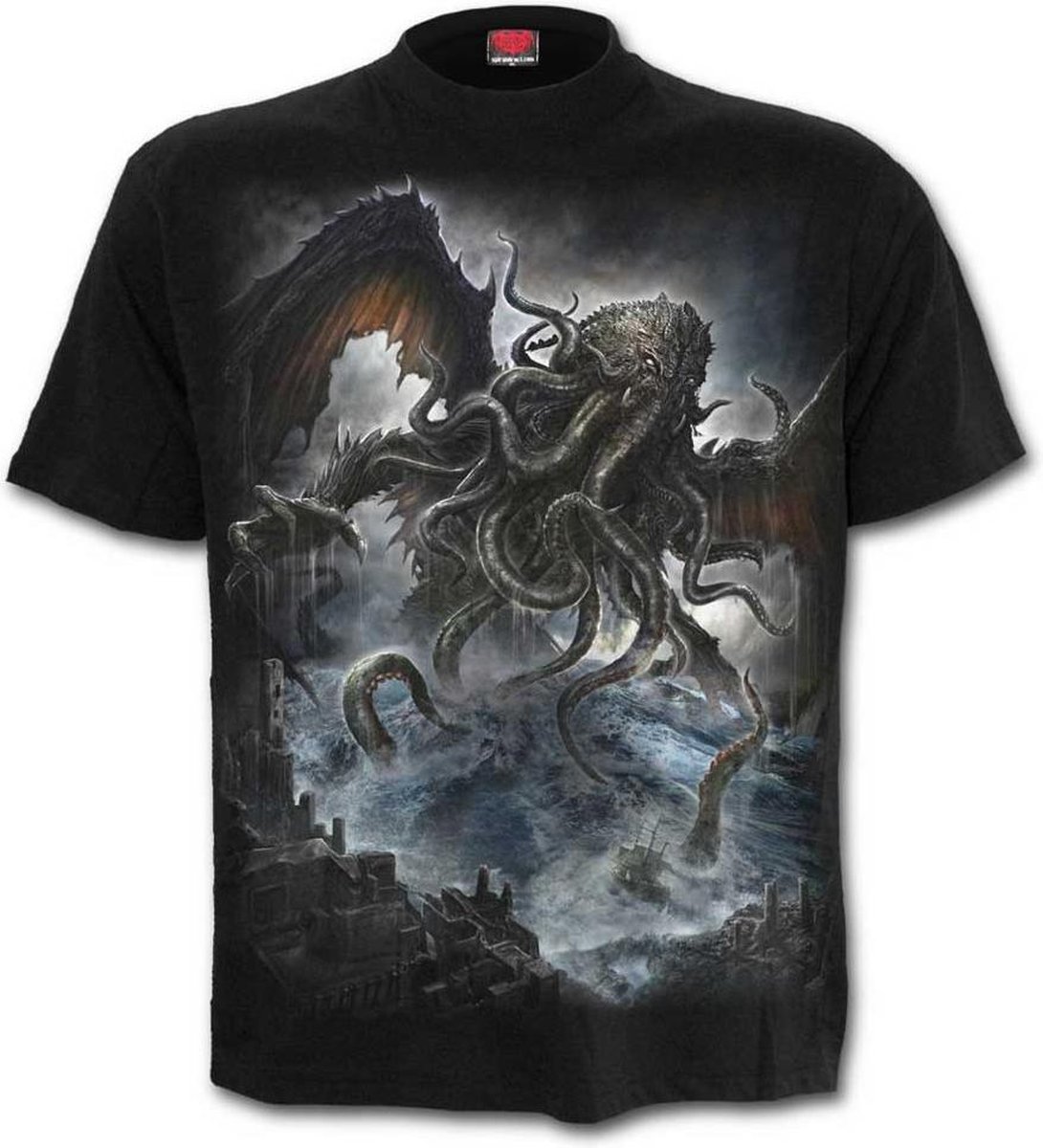 Cthulhu, gothic metal fantasy heren T-shirt zwart - M - Spiral