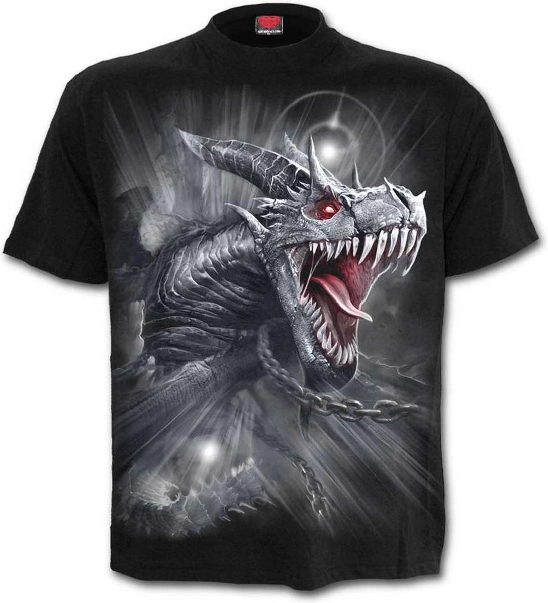 Dragons Cry, gothic metal fantasy draken heren unisex T-shirt zwart - XL - Spiral