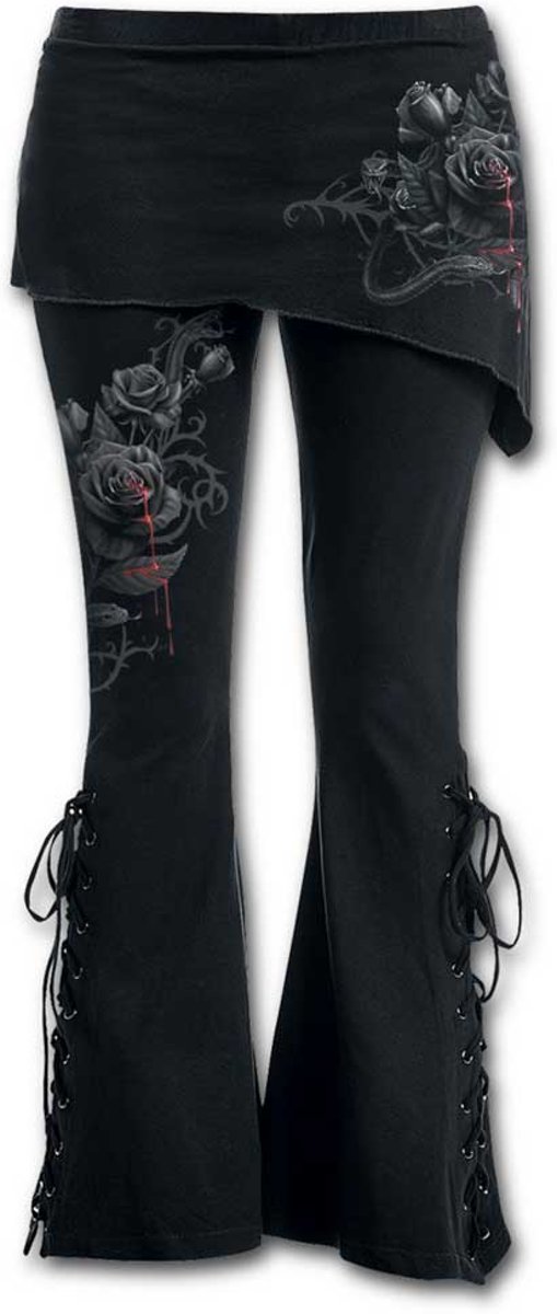 Fatal Attraction, gothic metal fantasy dames legging met wijde pijpen en rokje zwart - L - Spiral